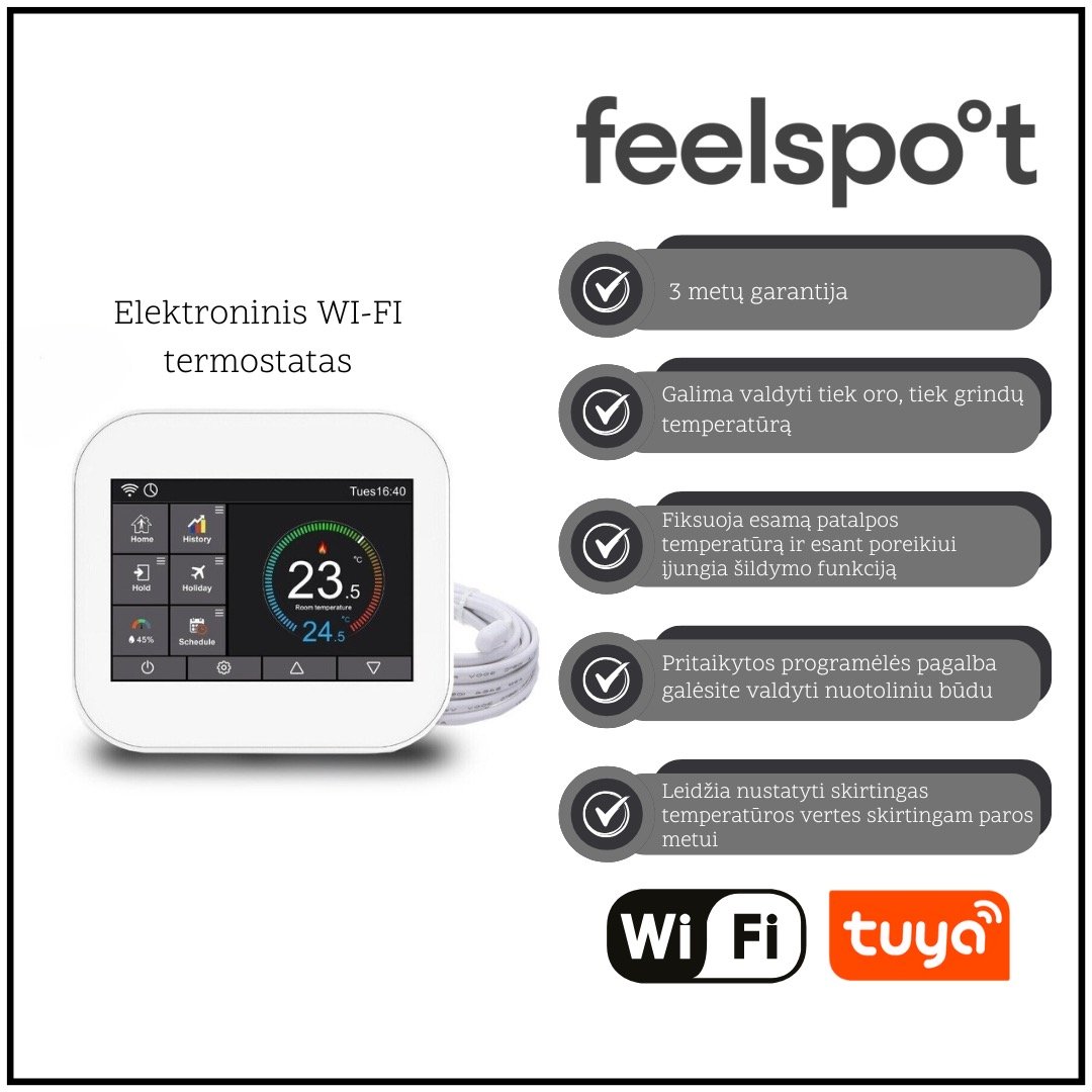 Elektroninis WI-FI termostatas (termoreguliatorius) Feelspot WTH07.36 Tuya - Image 4